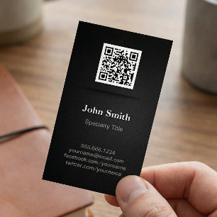 Simple Elegant Plain Black - Professional QR Code Business Card Magnet