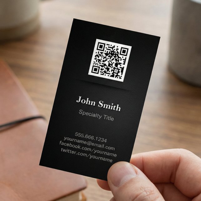 Simple Elegant Plain Black - Professional QR Code Business Card Magnet (Creator Uploaded)