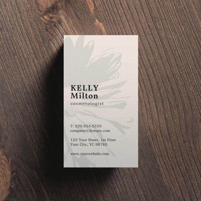 Simple Elegant Plain Floral Cosmetologist Business Card (Creator Uploaded)