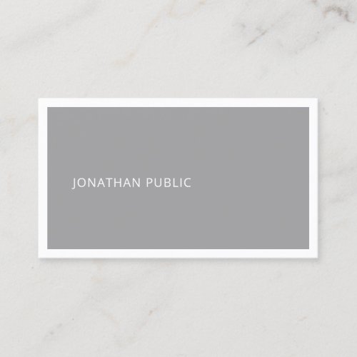 Simple Elegant Plain Professional Grey White Cool Business Card
