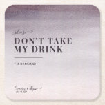 Simple Elegant Plum Ombre Watercolor Wedding Dance Square Paper Coaster<br><div class="desc">Guests can protect their drinks from eager servers with this subtle and elegant wedding reception coaster, featuring an ombre plum and pink watercolor texture-look background. A modern and understated choice for your wedding invitation suite. Text is fully customizable and arranged in a modern alignment with touches of handwritten calligraphy. Contact...</div>
