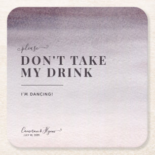 Simple Elegant Plum Ombre Watercolor Wedding Dance Square Paper Coaster