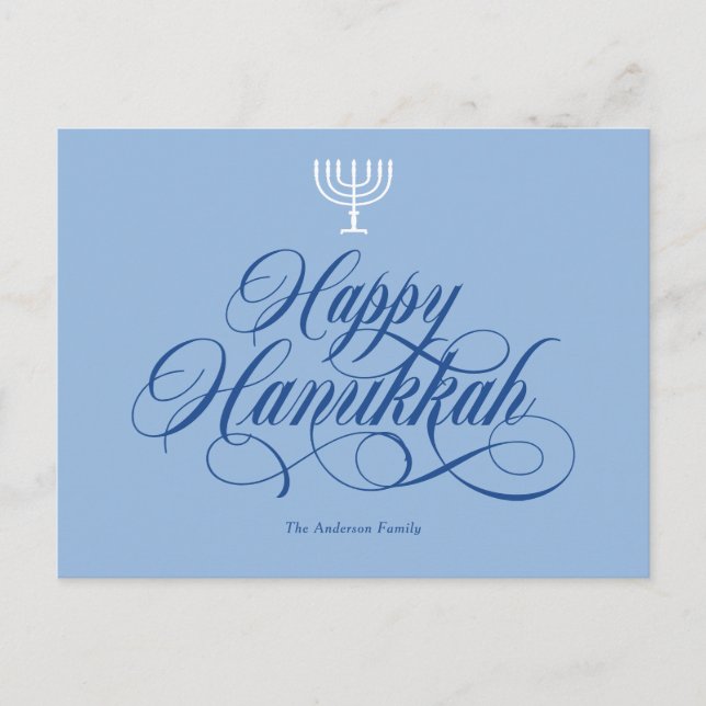 Simple elegant postcard for Hanukkah. (Front)