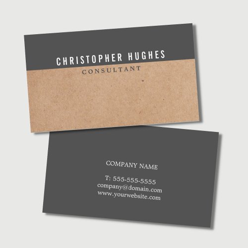 Simple Elegant PRINTED Kraft Grey Consultant Business Card
