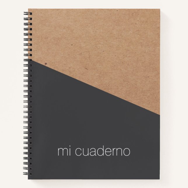 Simple Elegant Printed Kraft Grey Geometric Notebook (Front)