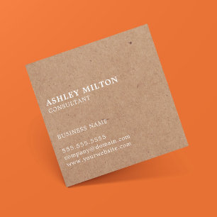 Simple Elegant PRINTED Kraft Paper Consultant Squa Square Business Card