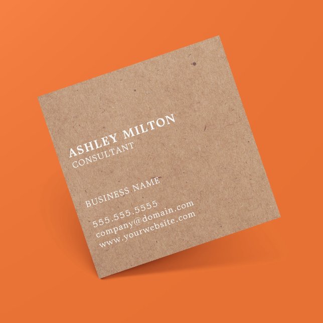 Simple Elegant PRINTED Kraft Paper Consultant Squa Square Business Card (Creator Uploaded)