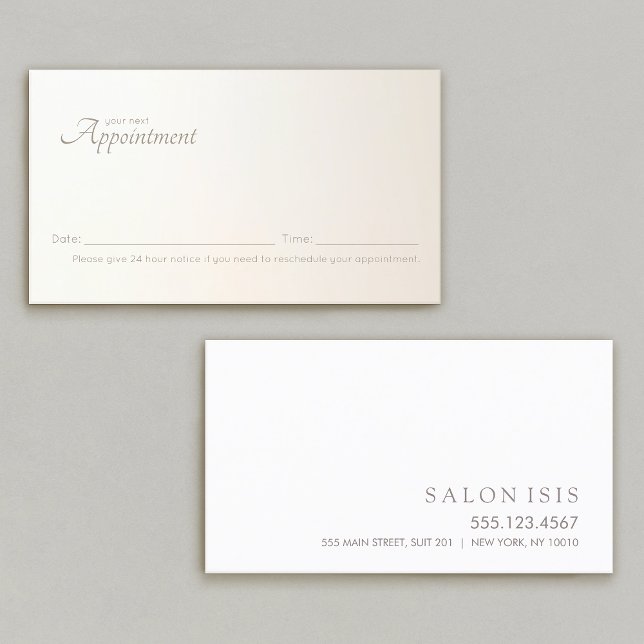 Simple Elegant Professional Appointment Reminder Card (elegant pale yellow gradient appointment card)