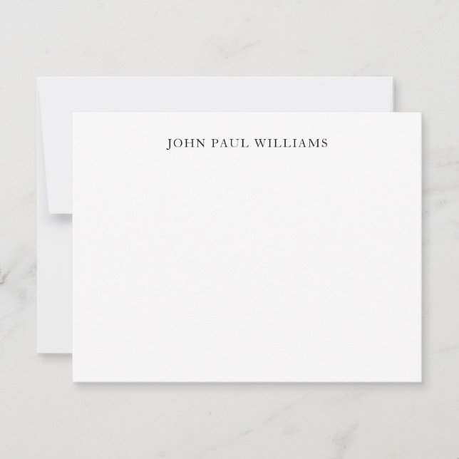 Simple Elegant Professional Classic Black Gray Note Card (Front)