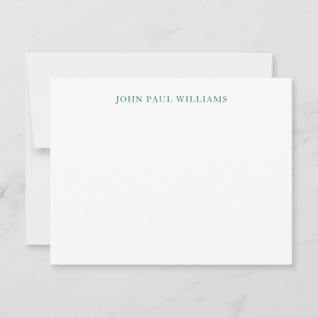 Simple Elegant Professional Classic Forest Green Note Card (Front)