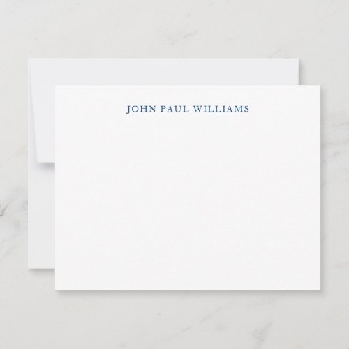 Simple Elegant Professional Classic Navy Blue Note Card