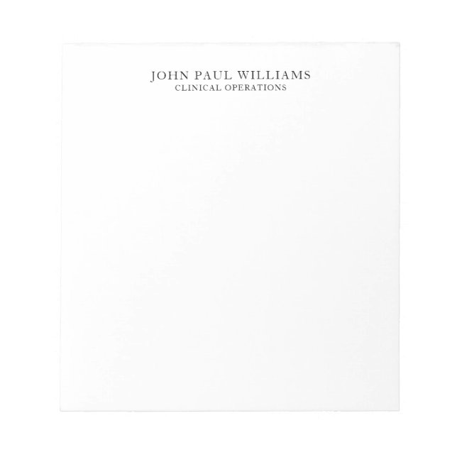Simple Elegant Professional Clean Name Title Notepad (Front)