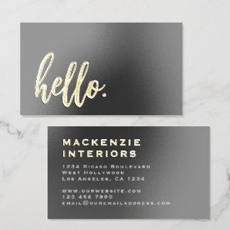 Simple Elegant Professional Hello Foil Business Cards