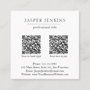 Simple Elegant Professional Minimal Modern QR Code Square Business Card