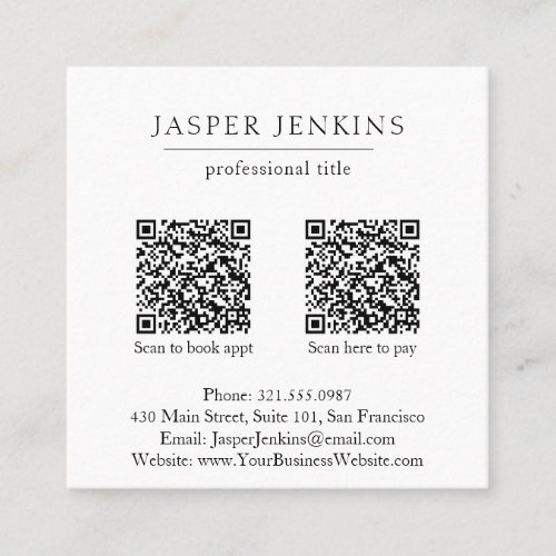 Simple Elegant Professional Minimal Modern QR Code Square Business Card