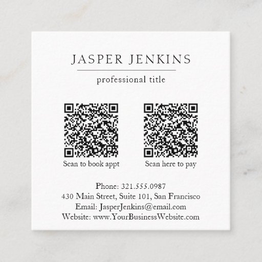 Customizable Simple Elegant Professional Minimal Modern QR Code Square Business Card