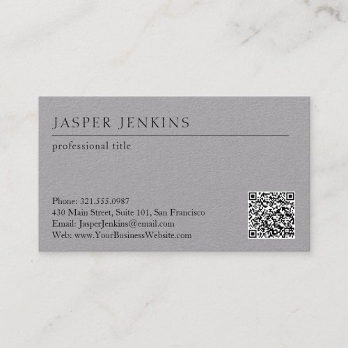 Simple Elegant Professional Minimal QR Code Modern Business Card