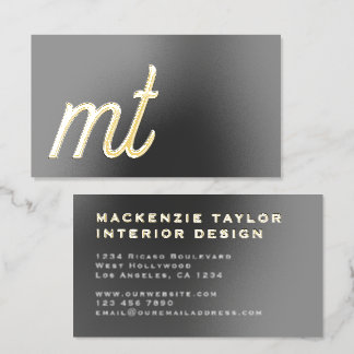Simple Elegant Professional Monogram Foil Business Cards