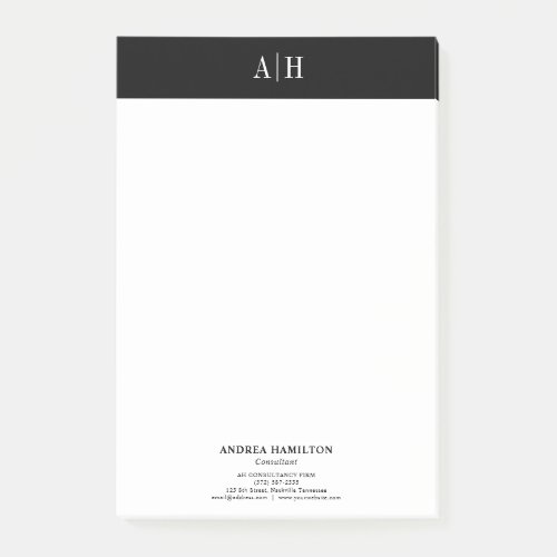 Simple Elegant Professional Two Monogram Business Post_it Notes