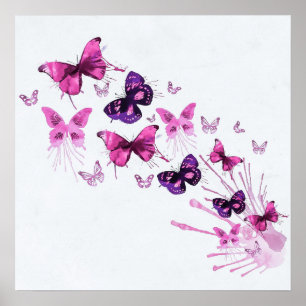 Simple Elegant Purple Butterflies   Poster