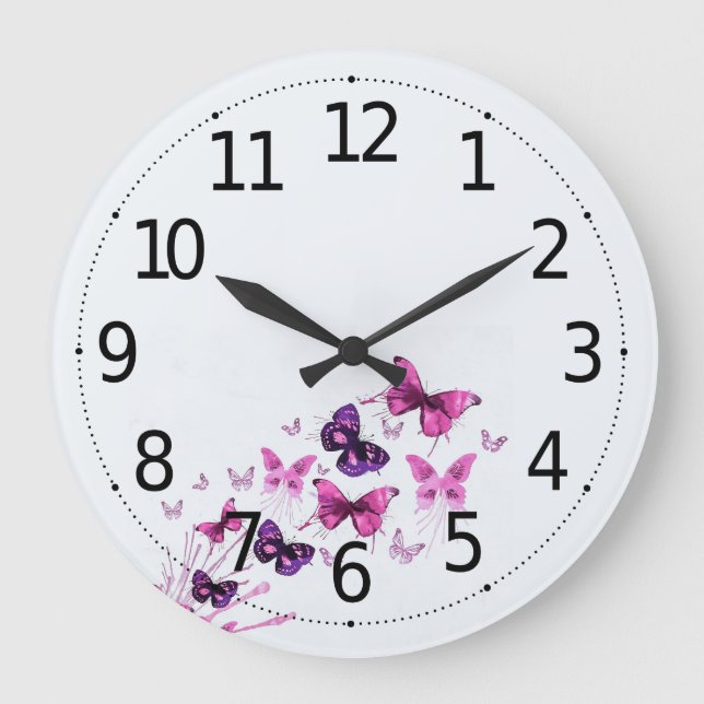 Simple Elegant Purple Butterflies | Wall Clock (Front)