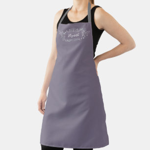 Simple Elegant Purple Cooking Baking Monogram Apron