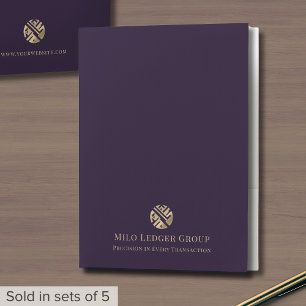 Simple Elegant Purple Gold Logo Pocket Folder