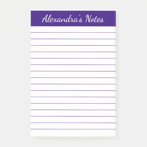 Simple Elegant Purple Lined Personalized Post_it Notes