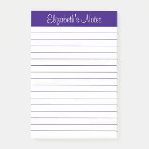 Simple Elegant Purple Lined Personalized Post-it Notes