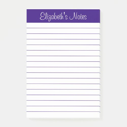 Simple Elegant Purple Lined Personalized Post_it Notes
