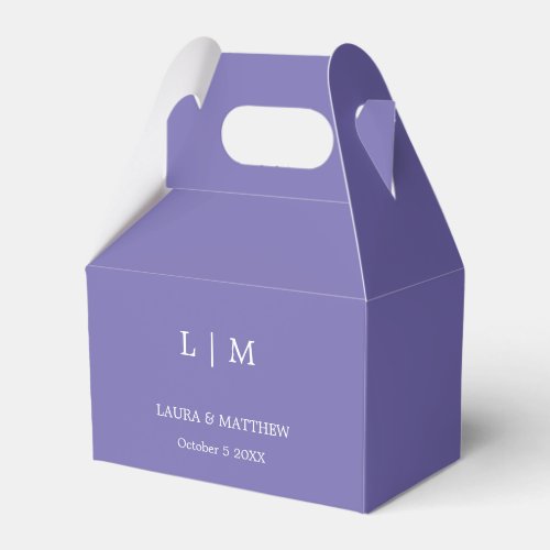 Simple Elegant Purple Monogram Wedding Favor Boxes