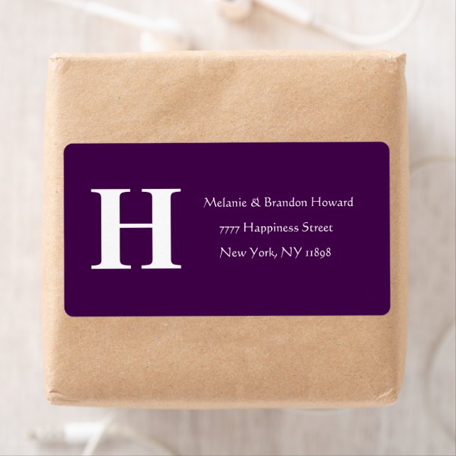 Simple Elegant Purple Plum Monogram Initial return Label (Insitu)