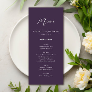 Simple Elegant Purple Wedding Reception Menu