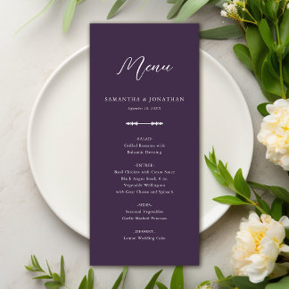 Simple Elegant Purple Wedding Reception Menu