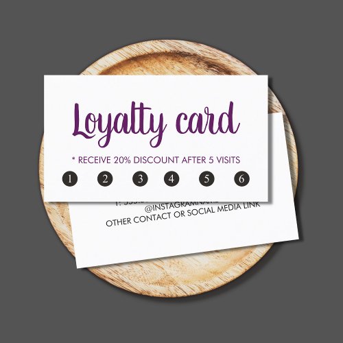 Simple Elegant Purple White Beauty Salon Loyalty Card