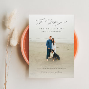 Simple Elegant QR Code Photo Destination Wedding Invitation