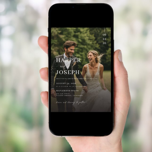 Simple Elegant QR Code Photo Wedding Invitation (Front Digital)