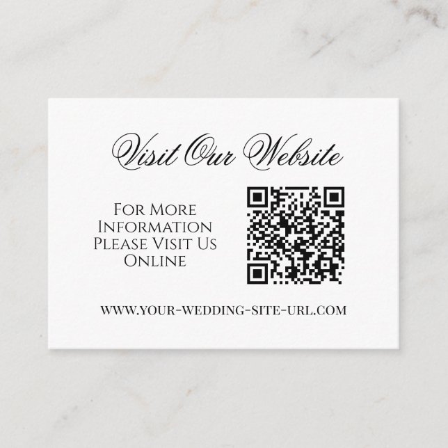 Simple Elegant QR Code Visit Our Website Wedding Enclosure Card (Front)