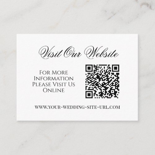 Simple Elegant QR Code Visit Our Website Wedding Enclosure Card