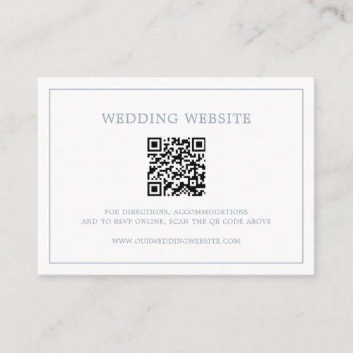 Simple Elegant QR Code Website Dusty Blue Wedding Enclosure Card