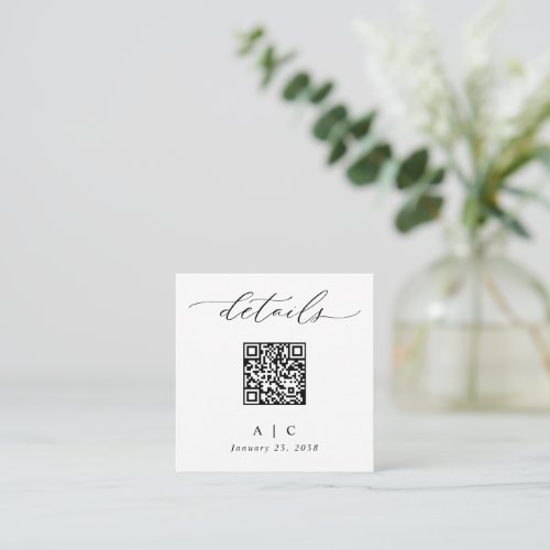 Simple Elegant QR Code Wedding Details Enclosure Card