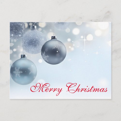 Simple Elegant Red Decor Snow Merry Christmas Holiday Postcard