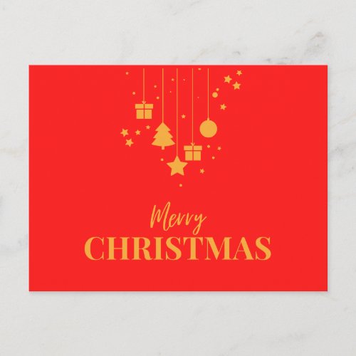 Simple Elegant Red Decor Snow Merry Christmas Holiday Postcard