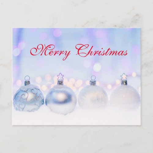 Simple Elegant Red Decor Snow Merry Christmas Holiday Postcard