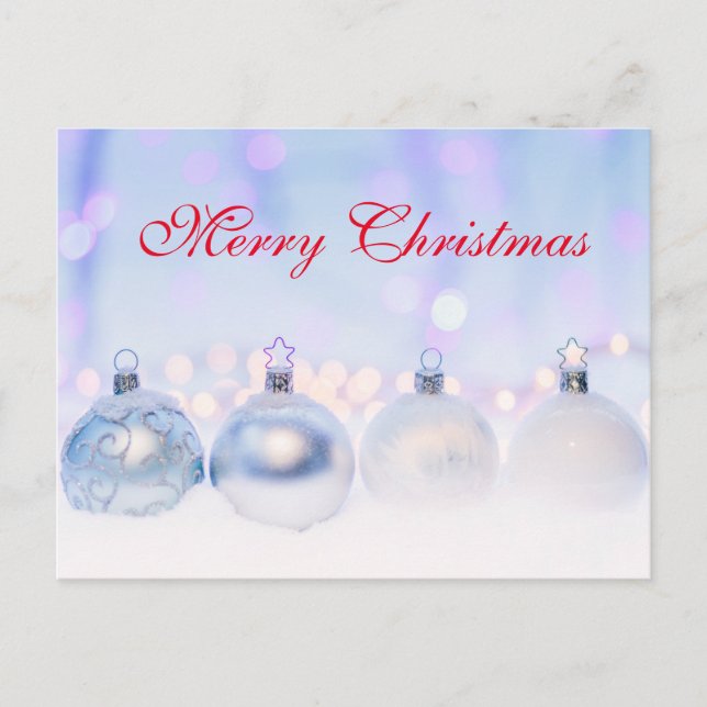 Simple Elegant Red Decor Snow Merry Christmas Holiday Postcard (Front)
