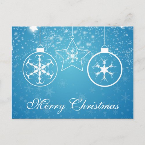 Simple Elegant Red Decor Snow Merry Christmas Holiday Postcard