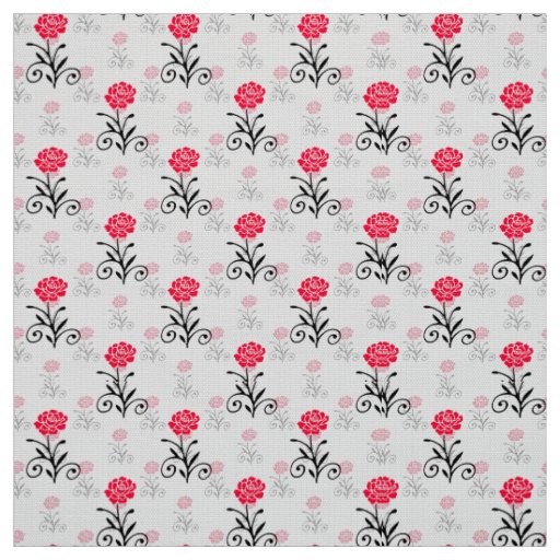 Simple Elegant Red Flower Pattern Fabric