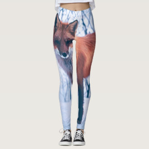 Simple Elegant Red Fox Artwork   Leggings