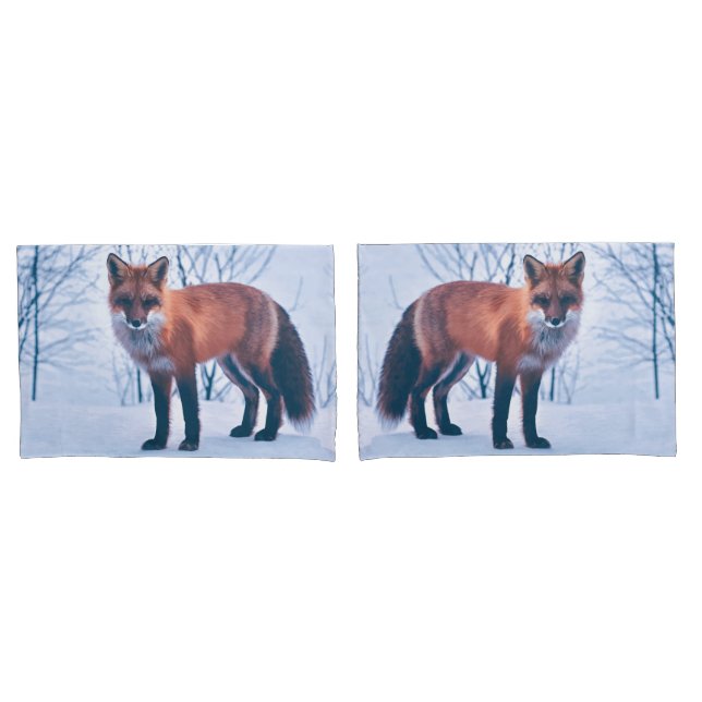 Simple Elegant Red Fox Artwork | Pillowcase (Front-Set)