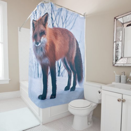 Simple Elegant Red Fox Artwork  Shower Curtain